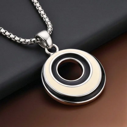 THE MEN THING SS Pendant/ Necklace VOID HALO - 22mm Titanium Steel Pendant with Round Box 2mm Chain for Men & Boys (21inch)