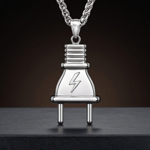 VOLT BOLT - 23mm Titanium Steel Pendant with Adjustable Twisted 4mm Chain for Men & Boys (22 to 24inch)