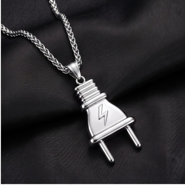 VOLT BOLT - 23mm Titanium Steel Pendant with Adjustable Twisted 4mm Chain for Men & Boys (22 to 24inch)