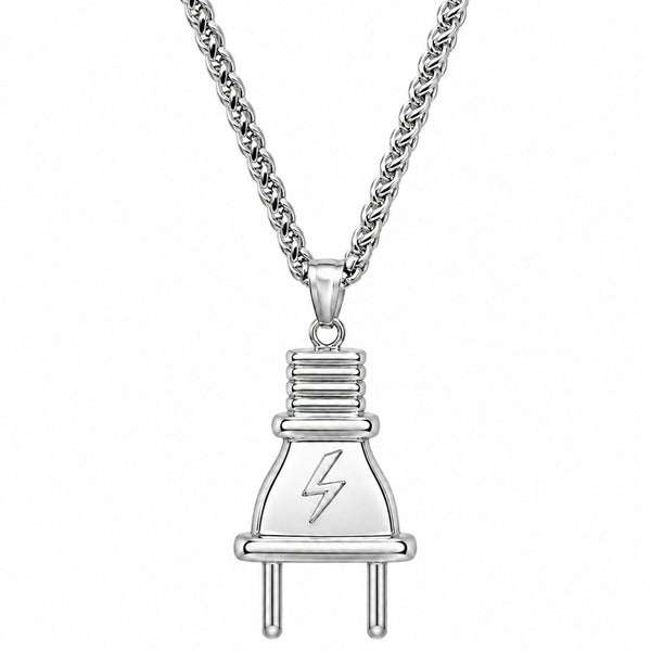 VOLT BOLT - 23mm Titanium Steel Pendant with Adjustable Twisted 4mm Chain for Men & Boys (22 to 24inch)