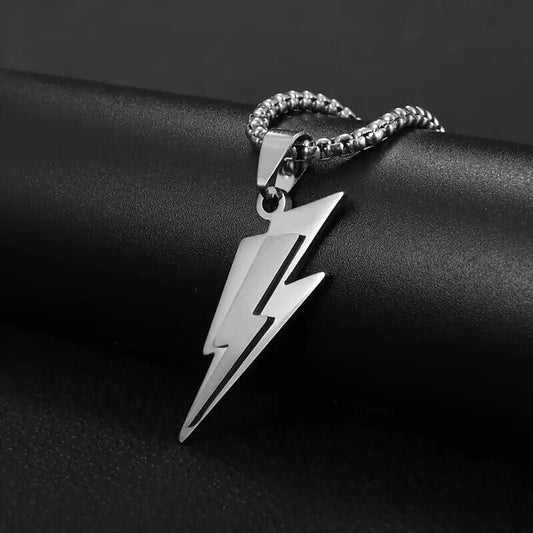 THE MEN THING SS Pendant/ Necklace VOLTSTRIKE SILVER - Pure Stainless Steel 24inch Chain for Men, European trending Style for Men & Boy