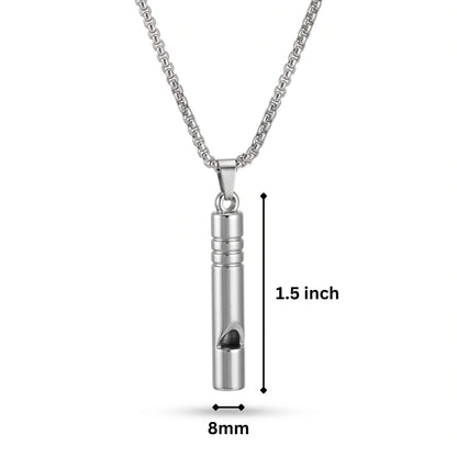 THE MEN THING SS Pendant/ Necklace WHISTLE - 8mm Titanium Steel Pendant with 27inch Round Box 4mm Chain for Men & Boys