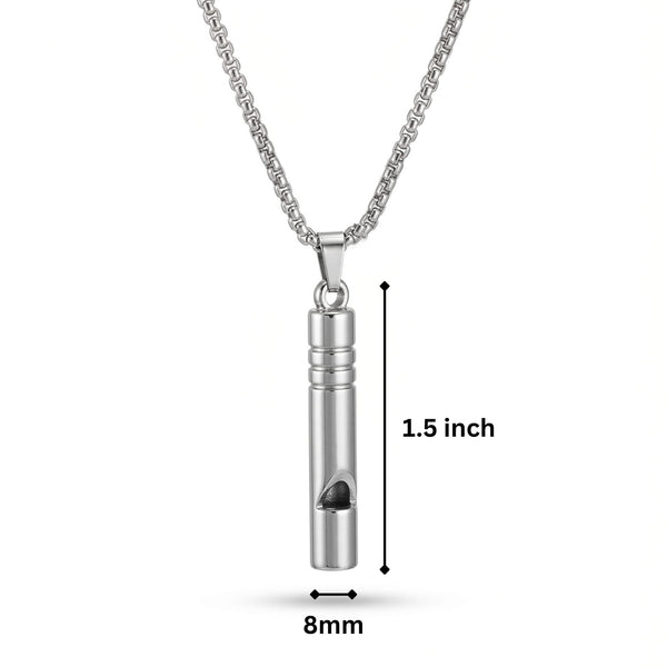 WHISTLE - 8mm Titanium Steel Pendant with 27inch Round Box 4mm Chain for Men & Boys