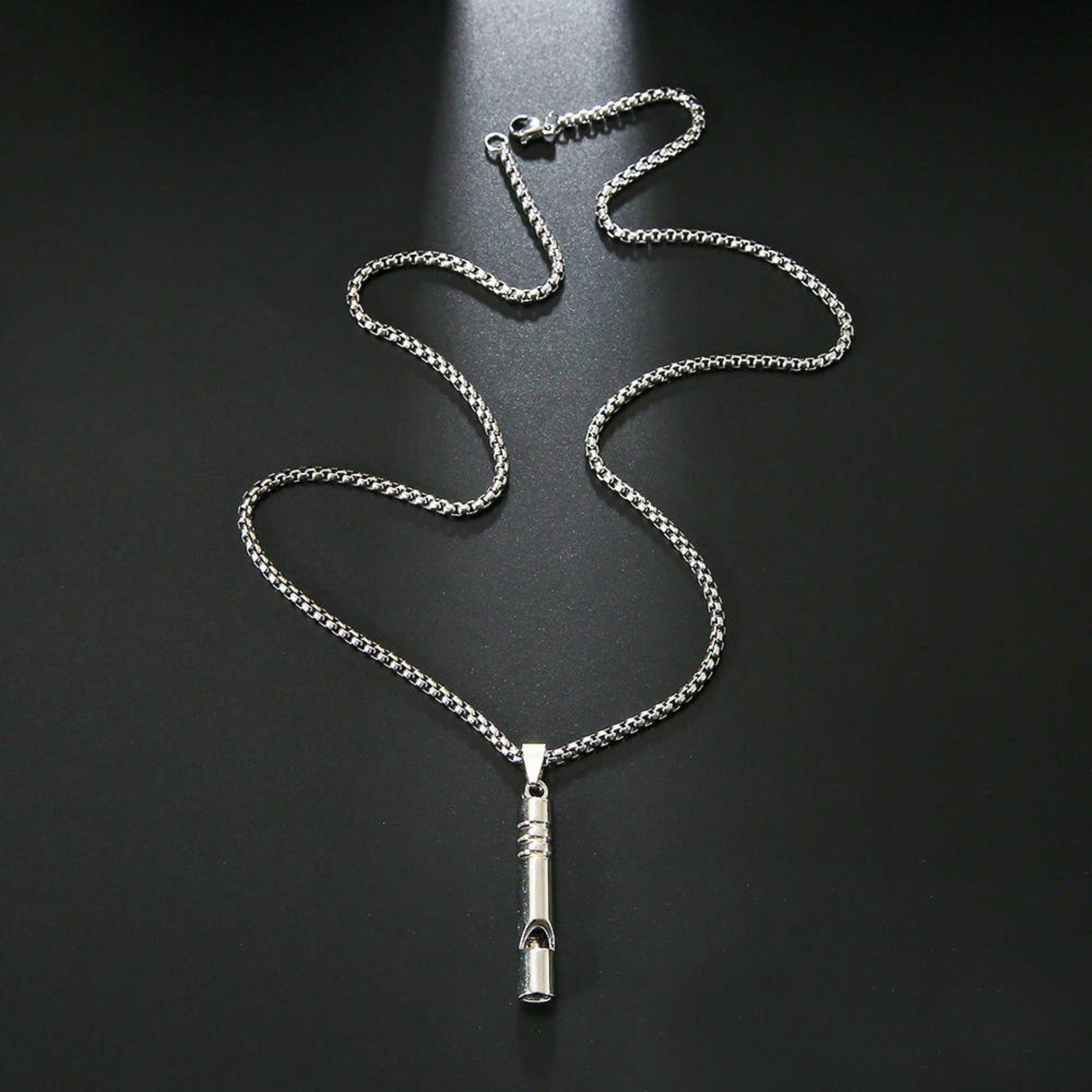THE MEN THING SS Pendant/ Necklace WHISTLE - 8mm Titanium Steel Pendant with 27inch Round Box 4mm Chain for Men & Boys