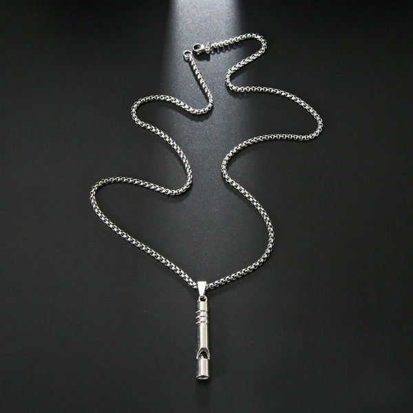 WHISTLE - 8mm Titanium Steel Pendant with 27inch Round Box 4mm Chain for Men & Boys