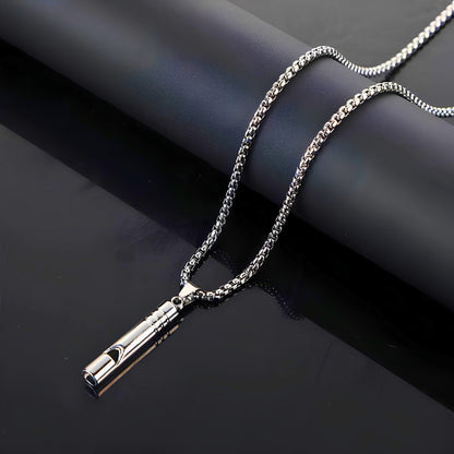 THE MEN THING SS Pendant/ Necklace WHISTLE - 8mm Titanium Steel Pendant with 27inch Round Box 4mm Chain for Men & Boys