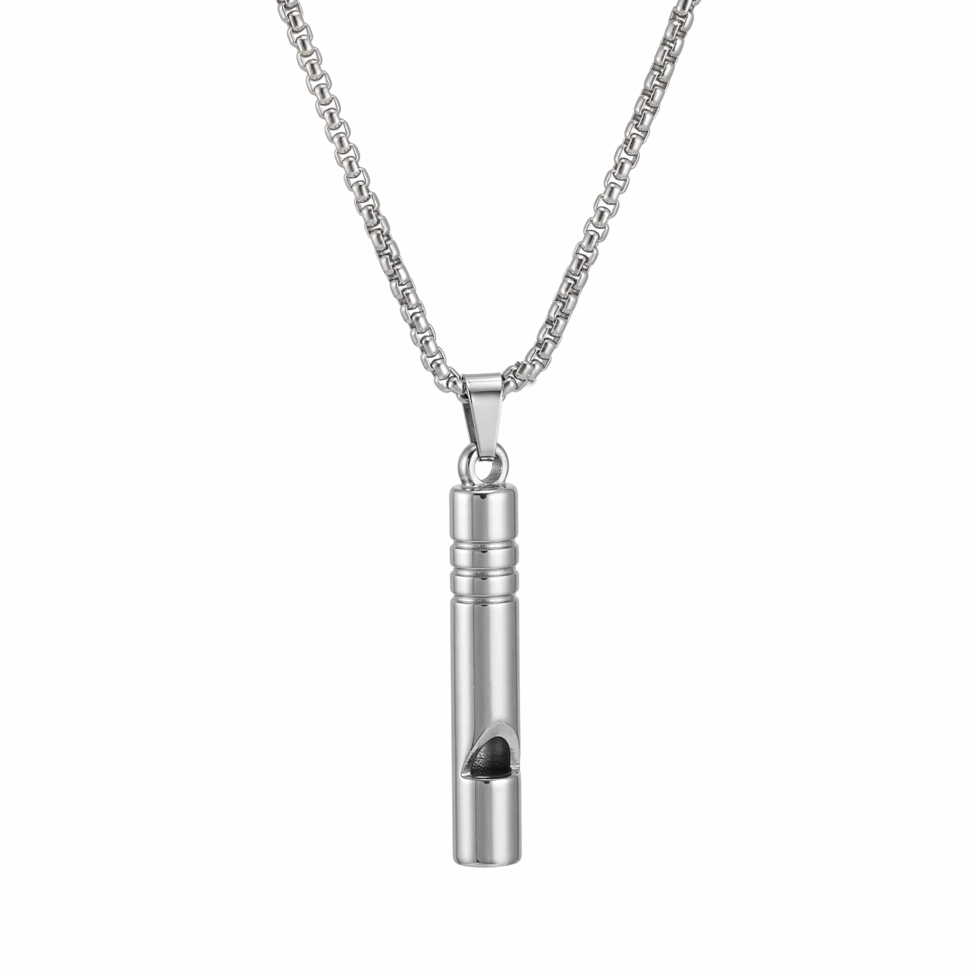THE MEN THING SS Pendant/ Necklace WHISTLE - 8mm Titanium Steel Pendant with 27inch Round Box 4mm Chain for Men & Boys