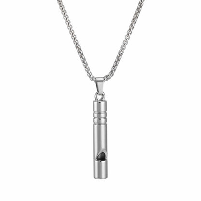 THE MEN THING SS Pendant/ Necklace WHISTLE - 8mm Titanium Steel Pendant with 27inch Round Box 4mm Chain for Men & Boys