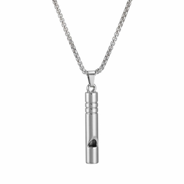 WHISTLE - 8mm Titanium Steel Pendant with 27inch Round Box 4mm Chain for Men & Boys