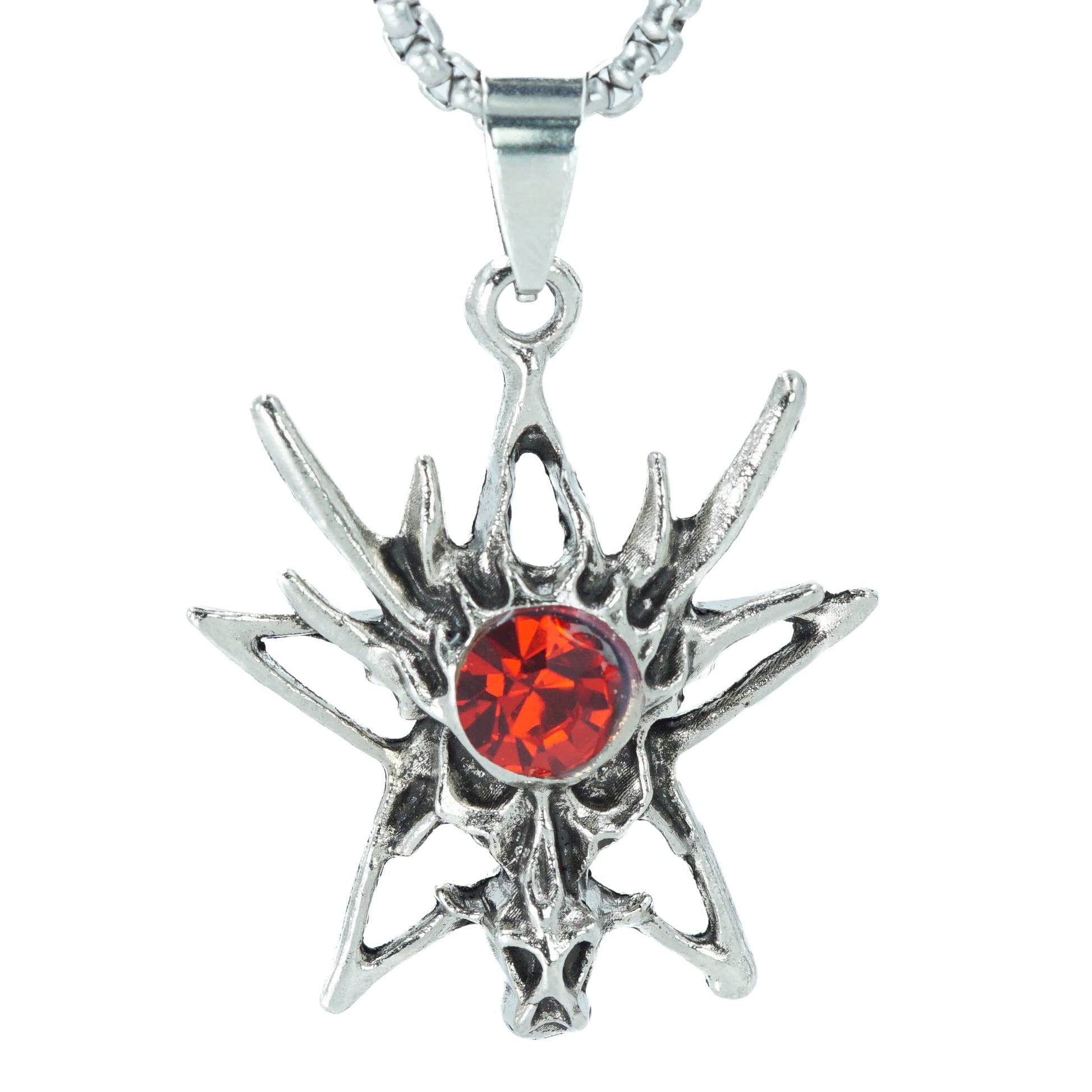 THE MEN THING SS Pendant/ Necklace WILD HUNT - Alloy Pendant with Stainless Steel  24inch Round Box Chain with Red Stone, European trending Style for Men & Boys