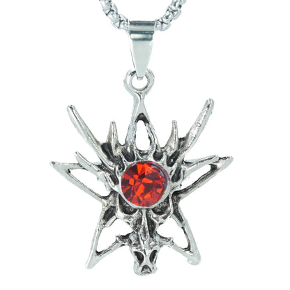 THE MEN THING SS Pendant/ Necklace WILD HUNT - Alloy Pendant with Stainless Steel  24inch Round Box Chain with Red Stone, European trending Style for Men & Boys
