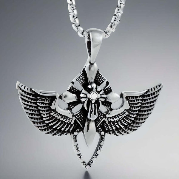 WING CONTROL - Pure Titanium Steel Pendant with 24inch Round Box Chain for Men & Boys