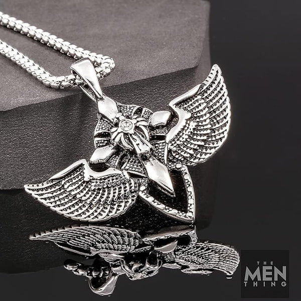 WING CONTROL - Pure Titanium Steel Pendant with 24inch Round Box Chain for Men & Boys