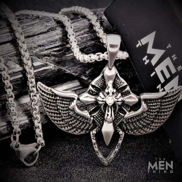 WING CONTROL - Pure Titanium Steel Pendant with 24inch Round Box Chain for Men & Boys