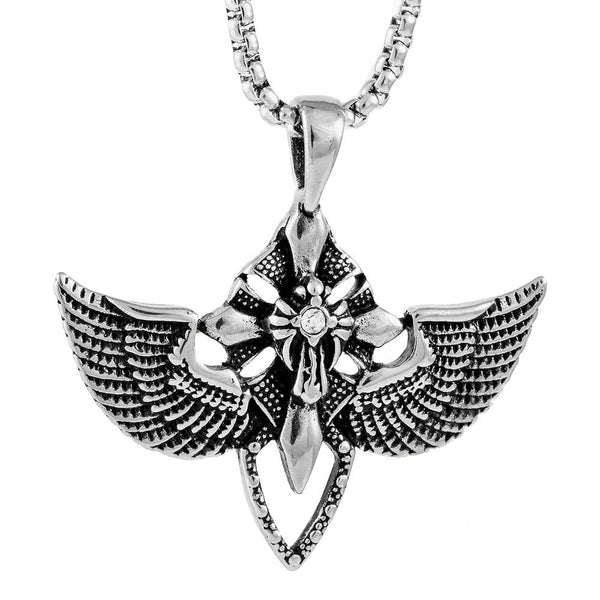 WING CONTROL - Pure Titanium Steel Pendant with 24inch Round Box Chain for Men & Boys