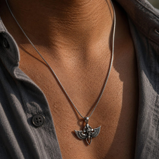 THE MEN THING SS Pendant/ Necklace WING CONTROL - Pure Titanium Steel Pendant with 24inch Round Box Chain for Men & Boys