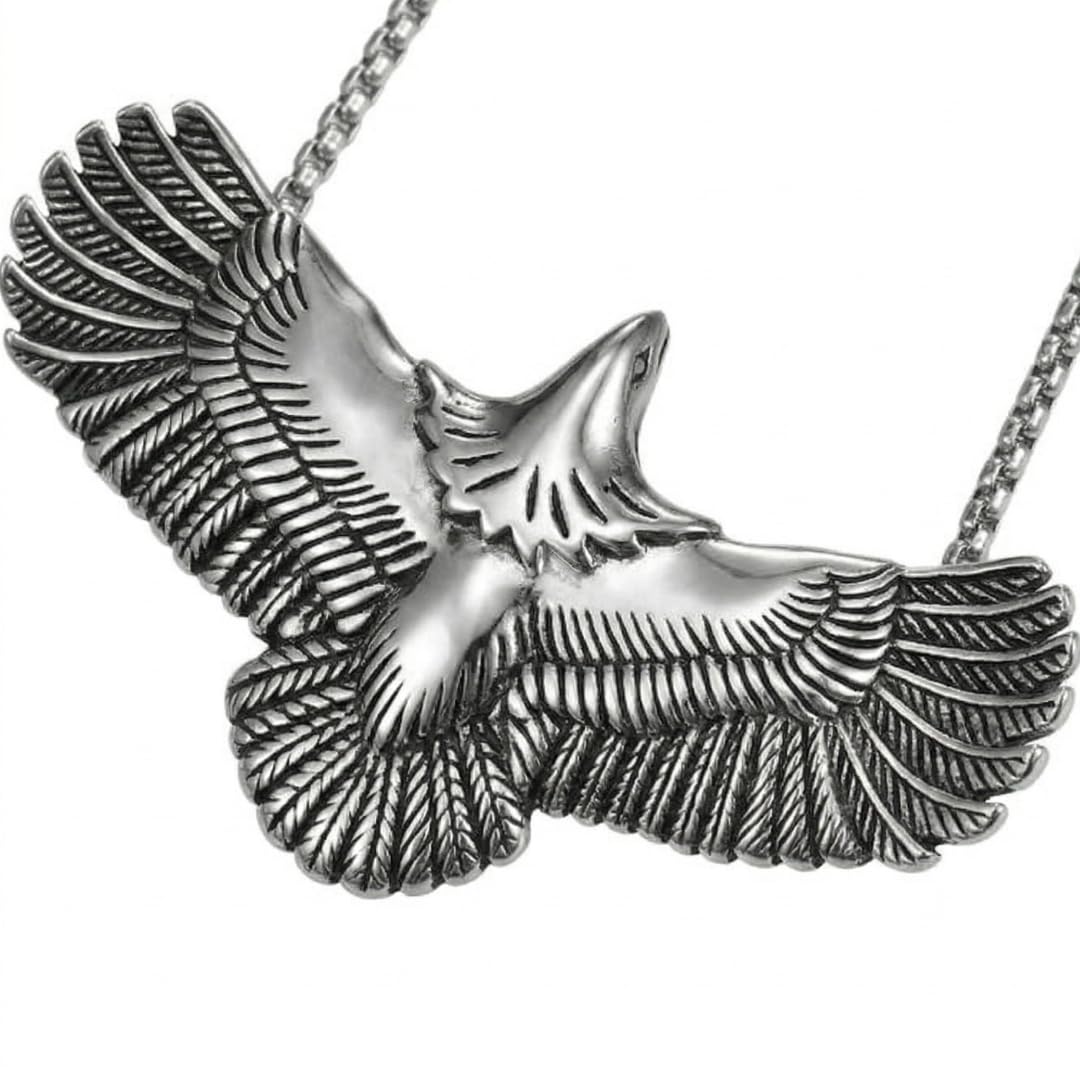 THE MEN THING SS Pendant/ Necklace WINGSPAN -  Alloy Pendant with Pure Stainless Steel 24inch Chain for Men, European trending Style - Round Box Chain