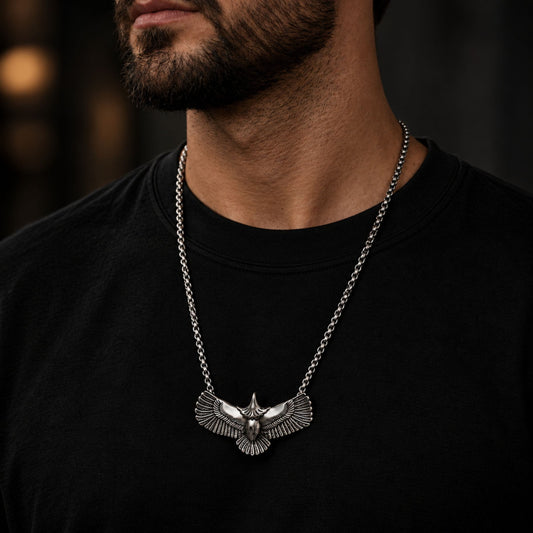 THE MEN THING SS Pendant/ Necklace WINGSPAN -  Alloy Pendant with Pure Stainless Steel 24inch Chain for Men, European trending Style - Round Box Chain