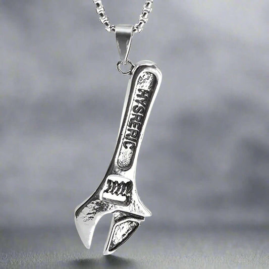 THE MEN THING SS Pendant/ Necklace WRENCH -  Alloy Pendant with Pure Stainless Steel 24inch Round Box Chain, European trending Style for Men & Boys