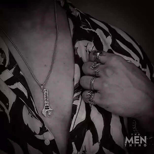 THE MEN THING SS Pendant/ Necklace WRENCH -  Alloy Pendant with Pure Stainless Steel 24inch Round Box Chain, European trending Style for Men & Boys