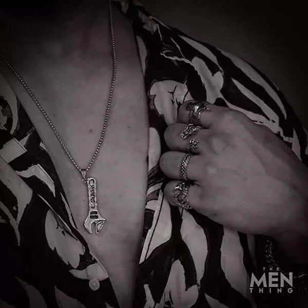 WRENCH -  Alloy Pendant with Pure Stainless Steel 24inch Round Box Chain, European trending Style for Men & Boys