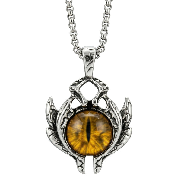 YELLOW EYE PROTECT -  Alloy Pendant with Stainless Steel 24inch Round Box Chain, European trending Style for Men & Boy