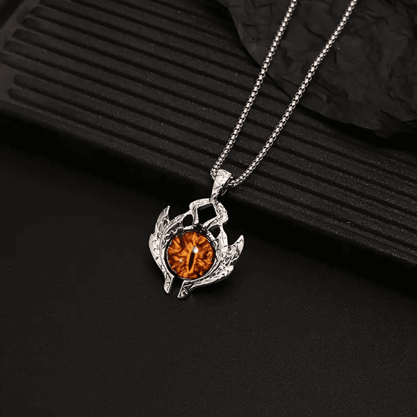 YELLOW EYE PROTECT (T) - Pure Titanium Steel Pendant with Stainless Steel 24inch Round Box Chain, European trending Style for Men & Boy