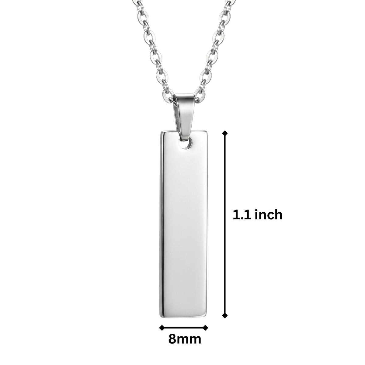 THE MEN THING SS Pendant/ Necklace ZENITH BAR - 8mm Pure Titanium Steel Pendant with 1mm Chain for Men & Boys (20 inch Chain)