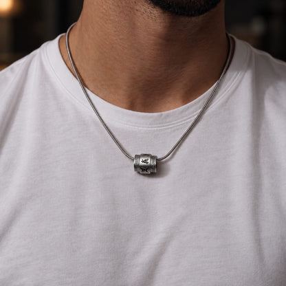 THE MEN THING SS Pendant/ Necklace ZODIAC ROTATING - 11mm Pure Titanium Steel Pendant with 19inch Snake 3mm Chain for Men & Boys