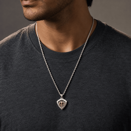THE MEN THING SS Pendant with Chain AQUA SHIELD - 24inch Pure Copper European trending Style Chain for Men & Boy