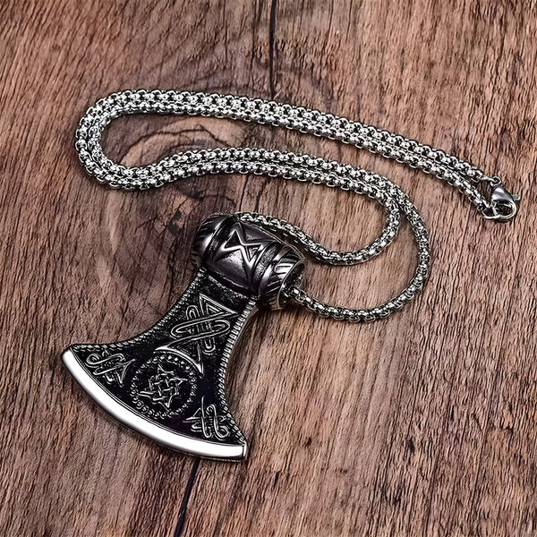 ASGARDIAN FANG - Titanium Steel Pendant with Stainless Steel 24inch Round Box Chain, American trending Style for Men & Boy