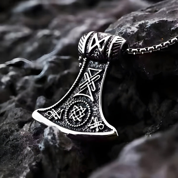 ASGARDIAN FANG - Titanium Steel Pendant with Stainless Steel 24inch Round Box Chain, American trending Style for Men & Boy