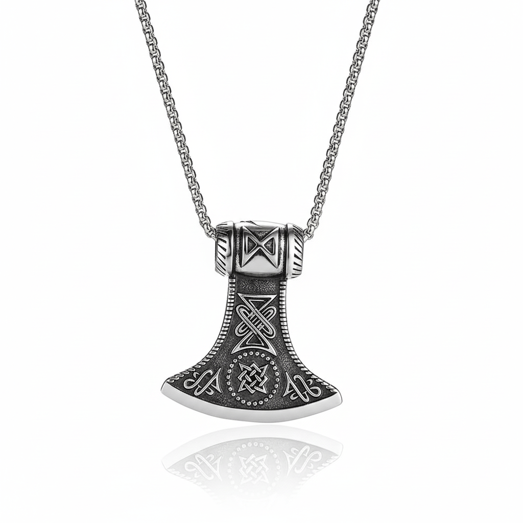 THE MEN THING SS Pendant with Chain ASGARDIAN FANG - Titanium Steel Pendant with Stainless Steel 24inch Round Box Chain, American trending Style for Men & Boy