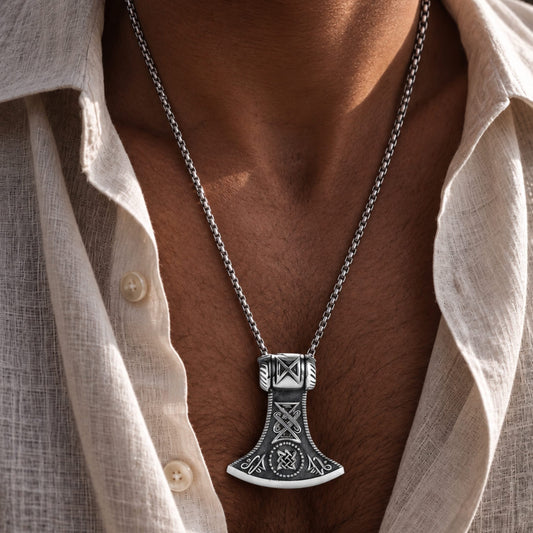 THE MEN THING SS Pendant with Chain ASGARDIAN FANG - Titanium Steel Pendant with Stainless Steel 24inch Round Box Chain, American trending Style for Men & Boy