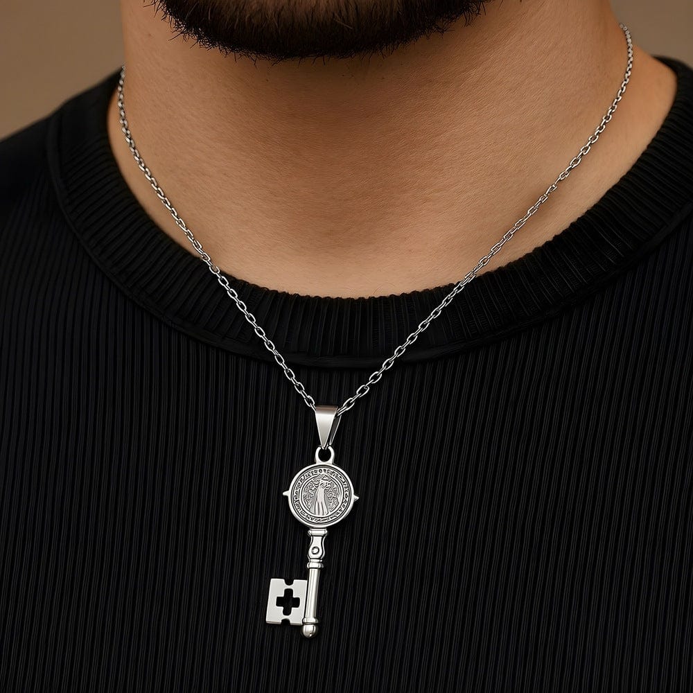 THE MEN THING SS Pendant with Chain DIVINE KEY - 20inch Pure Stainless Steel European trending Style Chain for Men & Boy