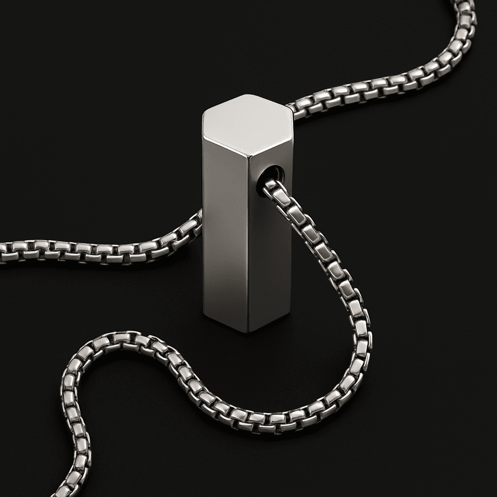 THE MEN THING SS Pendant with Chain GLINT CORE - 24inch Pure Stainless Steel  Round box Chain for Men, European trending Style for Men & Boy