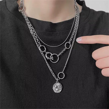 THE MEN THING SS Pendant with Chain KNIGHT MARK - 24inch Pure Stainless Steel European trending Style Chain for Men & Boy