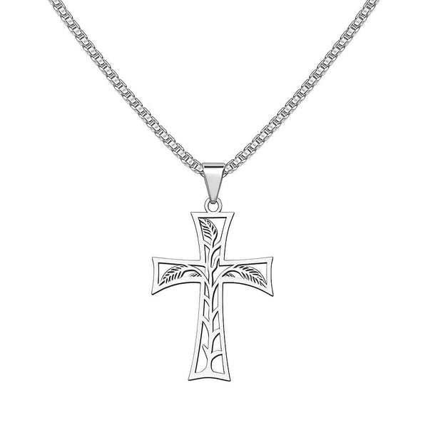 LEAFLINE CRUCIFIX - 24inch Pure Stainless Steel  Round box Chain for Men, European trending Style for Men & Boy