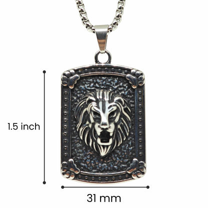 THE MEN THING SS Pendant with Chain LEONIS GUARD - 31mm Titanium Steel Pendant with 24inch Round Box 5mm Chain for Men & Boys