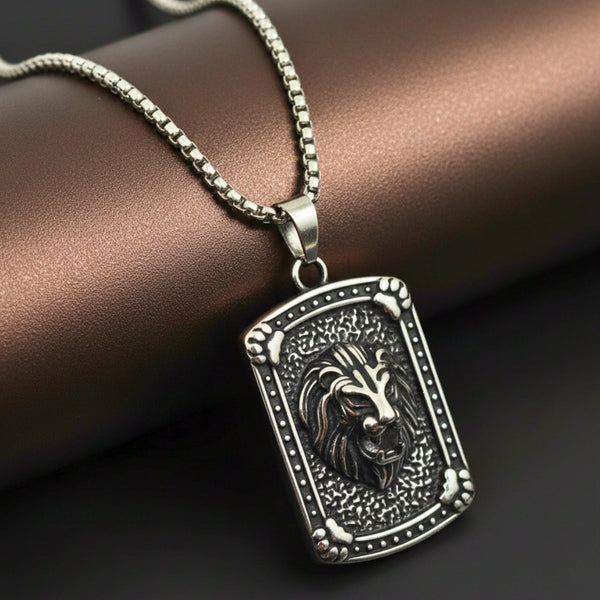 LEONIS GUARD - 31mm Titanium Steel Pendant with 24inch Round Box 5mm Chain for Men & Boys