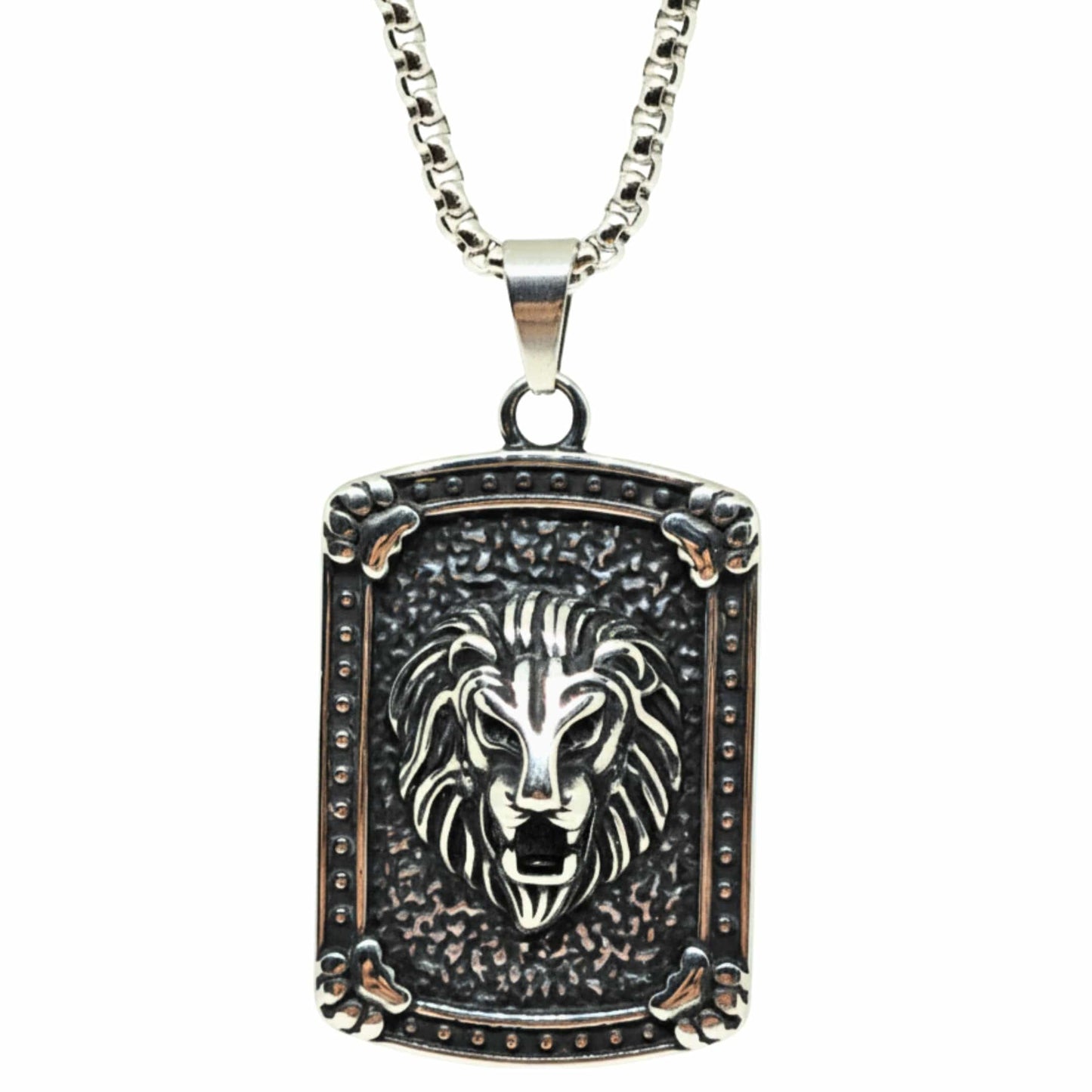 THE MEN THING SS Pendant with Chain LEONIS GUARD - 31mm Titanium Steel Pendant with 24inch Round Box 5mm Chain for Men & Boys