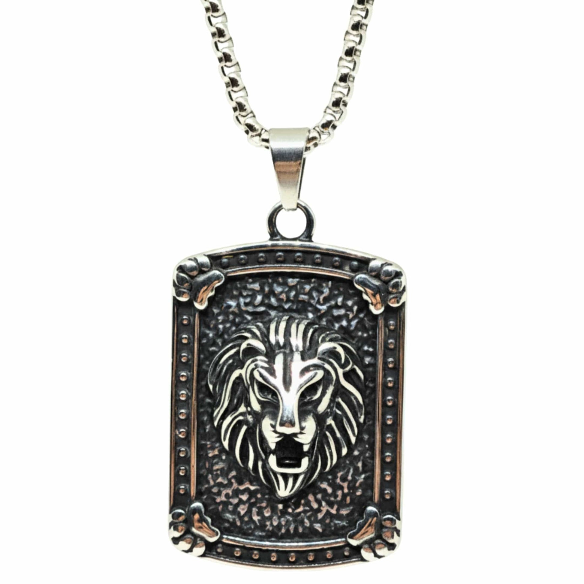 THE MEN THING SS Pendant with Chain LEONIS GUARD - 31mm Titanium Steel Pendant with 24inch Round Box 5mm Chain for Men & Boys
