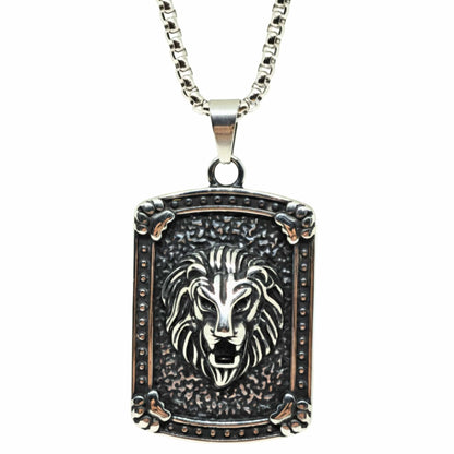 THE MEN THING SS Pendant with Chain LEONIS GUARD - 31mm Titanium Steel Pendant with 24inch Round Box 5mm Chain for Men & Boys