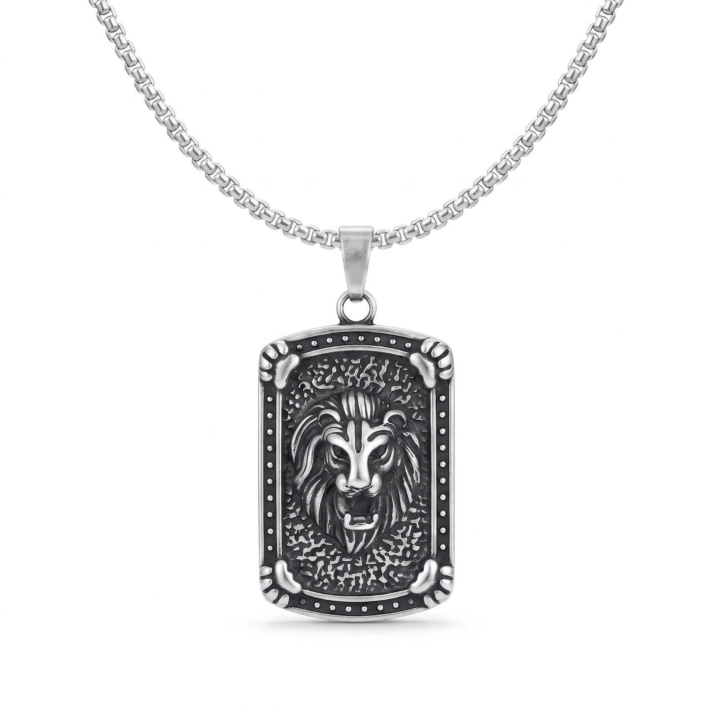 THE MEN THING SS Pendant with Chain LEONIS GUARD - 31mm Titanium Steel Pendant with 24inch Round Box 5mm Chain for Men & Boys