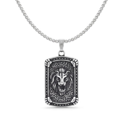 THE MEN THING SS Pendant with Chain LEONIS GUARD - 31mm Titanium Steel Pendant with 24inch Round Box 5mm Chain for Men & Boys