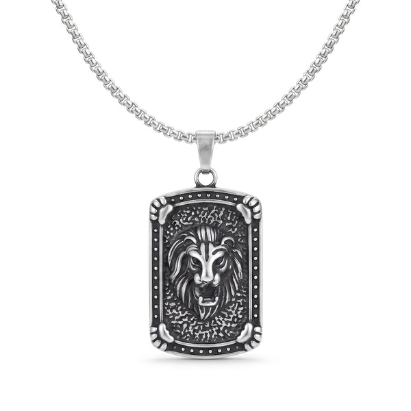LEONIS GUARD - 31mm Titanium Steel Pendant with 24inch Round Box 5mm Chain for Men & Boys