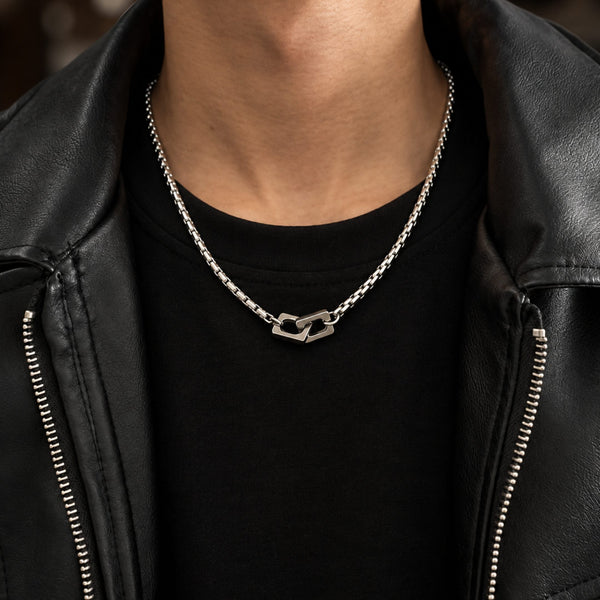 NEXLOCK - 22mm Titanium Steel Pendant with 20 to 22inch 4mm Adjustable Round Box Chain for Men & Boys