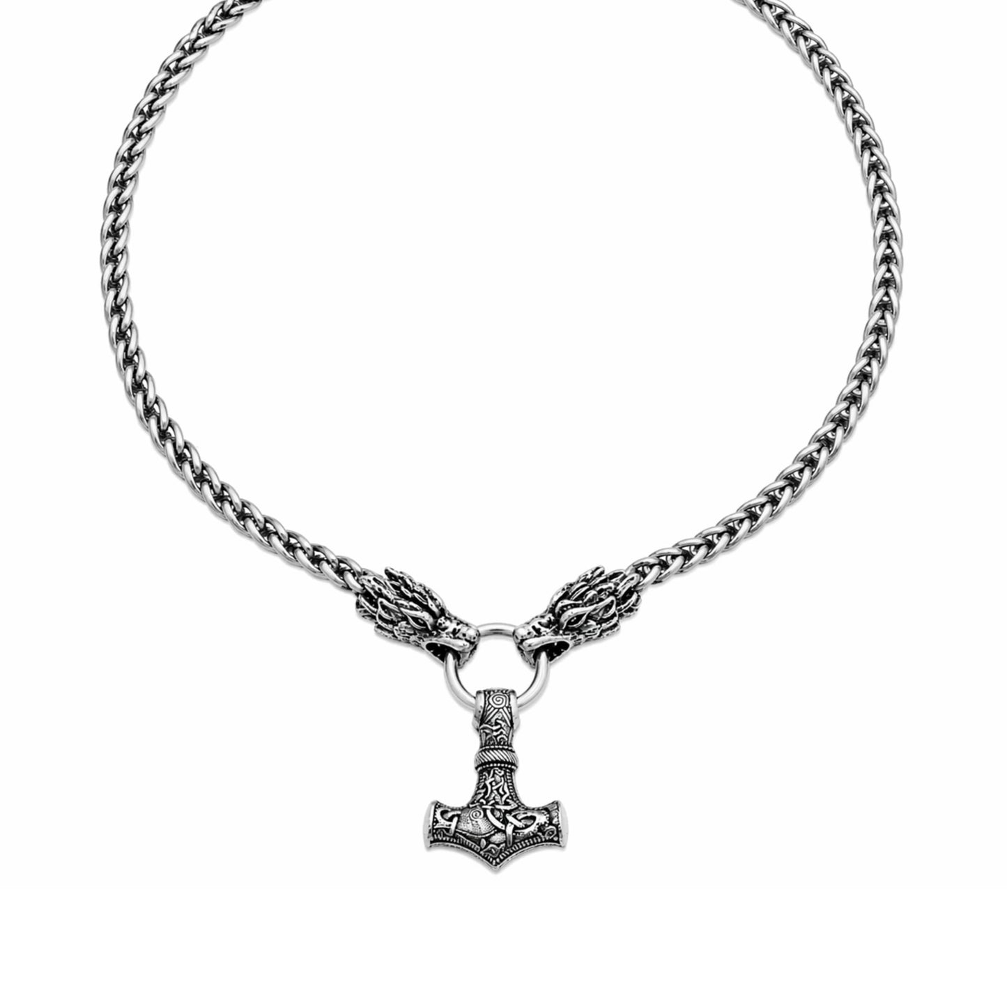 THE MEN THING SS Pendant with Chain NORSE VIKING WARRIOR THOR HAMMER -  Talisman Necklace, Pure Stainless Steel Nordic Mythology Mjolnir Pendant for Men and Boys