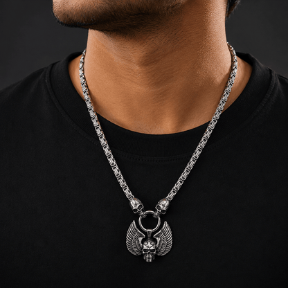 THE MEN THING SS Pendant with Chain SKULLWING SOVEREIGN - 24inch Pure Stainless Steel European trending Style Chain for Men & Boy