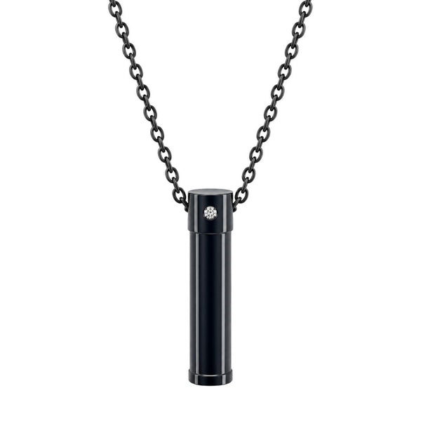 THE SECRET BOX - BLACK - 8mm Titanium Steel Pendant with 20inch 1mm Cable Chain for Men & Boys